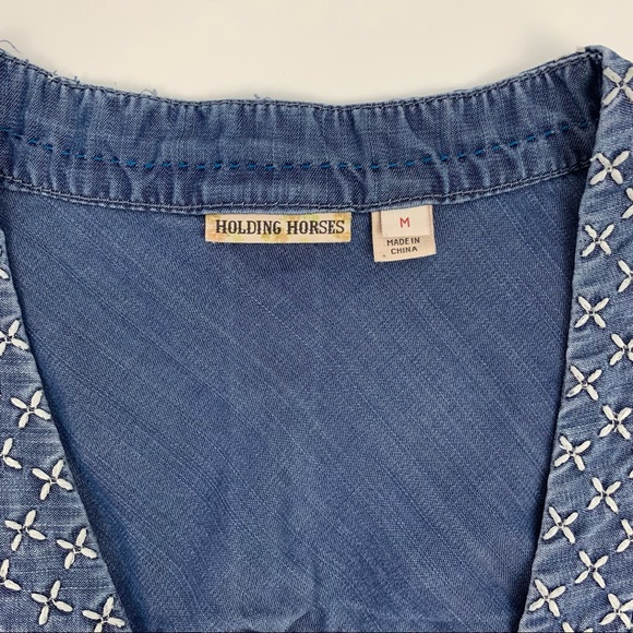 Anthropologie Holding Horses Stitched Chambray Top - Picture 8 of 12